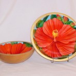 Red Hibiscus Wooden..